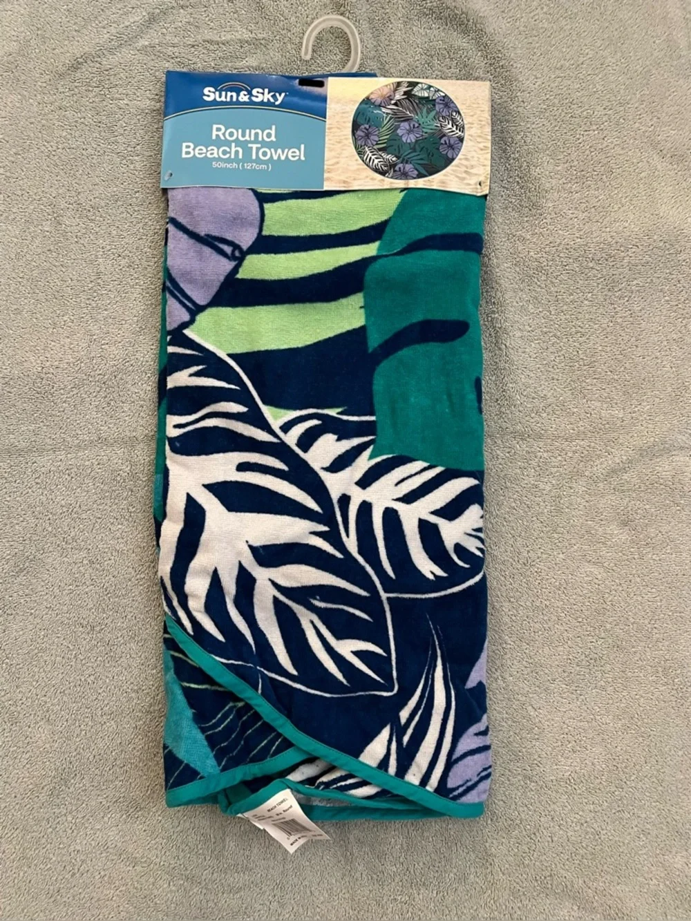 Sun & Sky Round Tropical Leaf Beach Towel